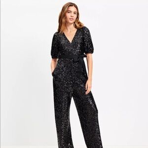 Loft Sequin Tie-Waist Jumpsuit NWT